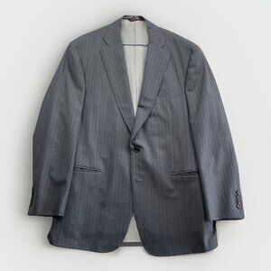 Samuelsohn Men's Sports Coat 42R Grey Wool Super 100s w/ CHalk Line Canada Made